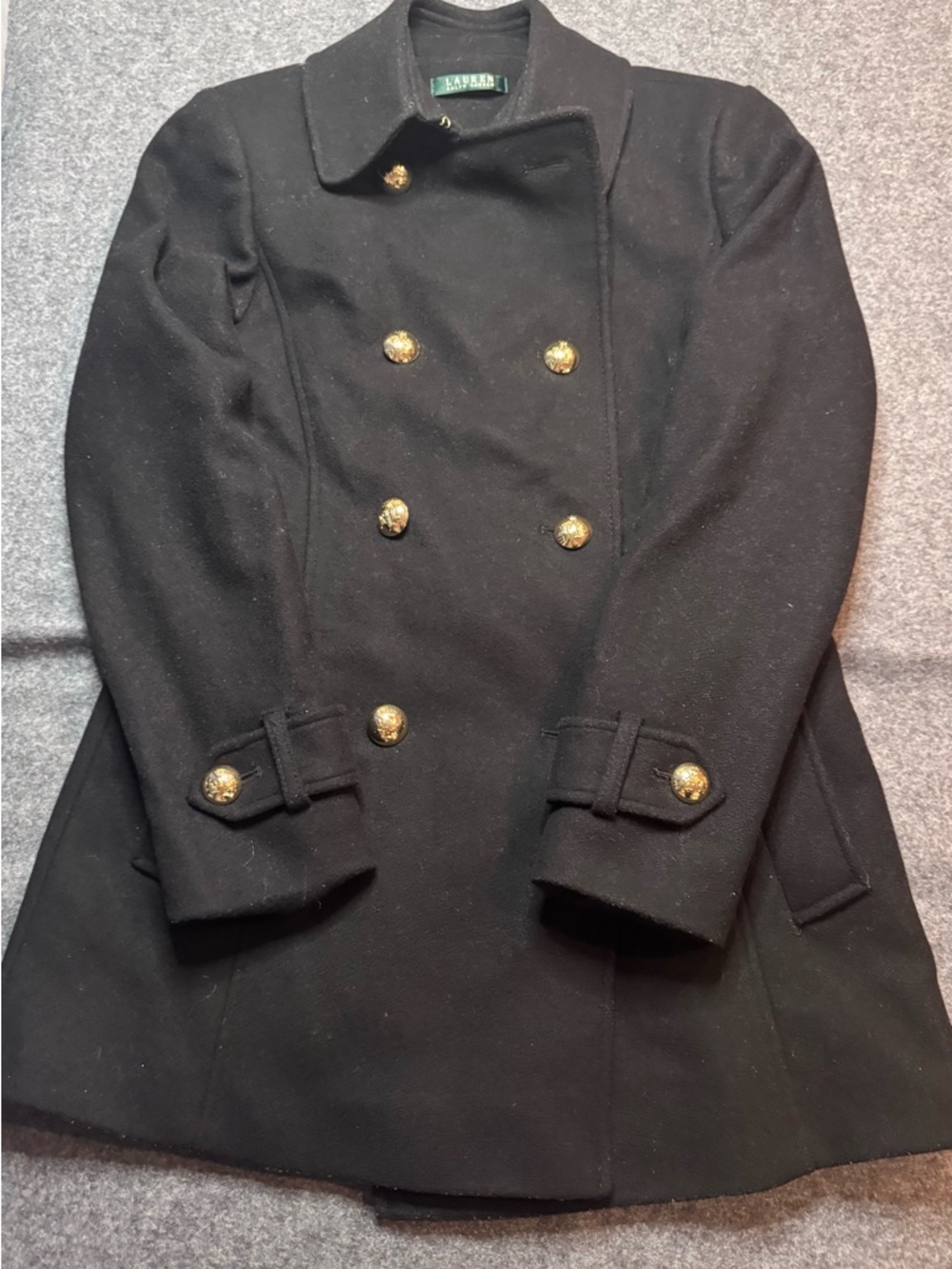 Lauren Ralph Lauren Black Wool Blend Peacoat
